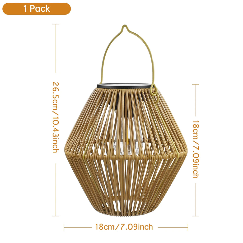 Woven Bamboo Solar Lantern for Garden and Outdoor Spaces