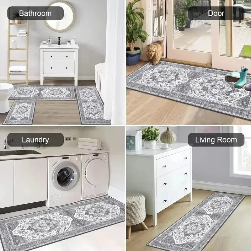 Ryusui Vintage Koi Pond Runner Rug – Non-Slip Washable Hallway & Entryway Accent