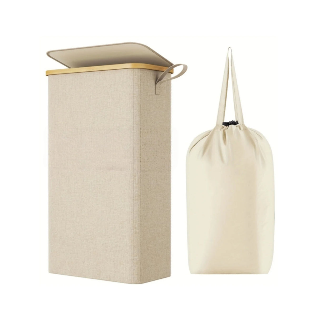 75L Slim Oxford Laundry Basket with Lid & Removable Lining Bag for Bedroom, Bathroom, or Dorm