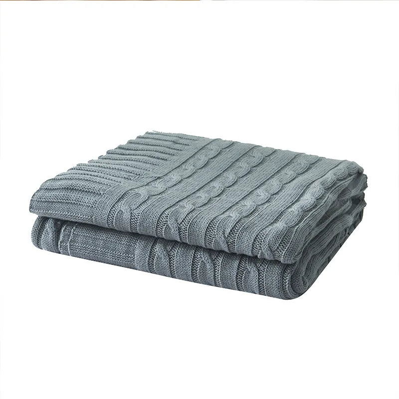 Cable Knit Cotton Throw Blanket – Cozy Decorative Bed & Sofa Blanket