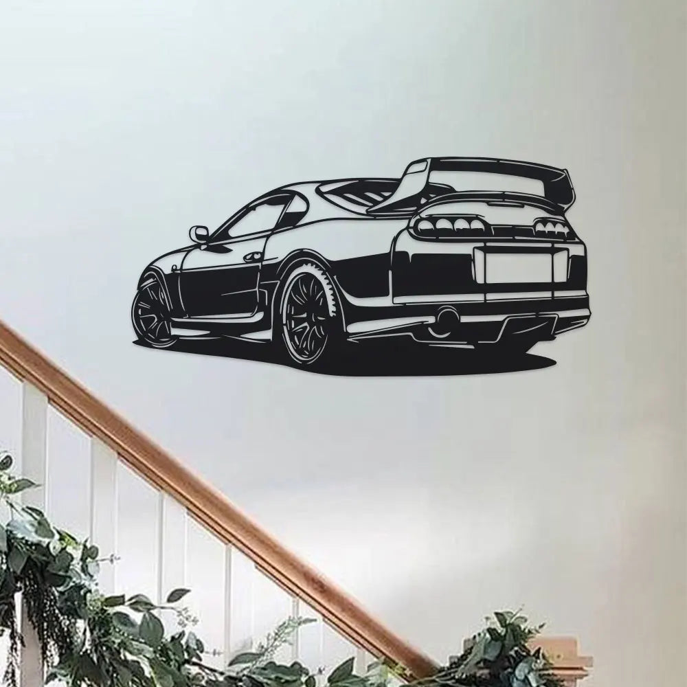 Haven Drift Car Silhouette Metal Wall Art for Living Room or Office, 12" Modern Black Cutout