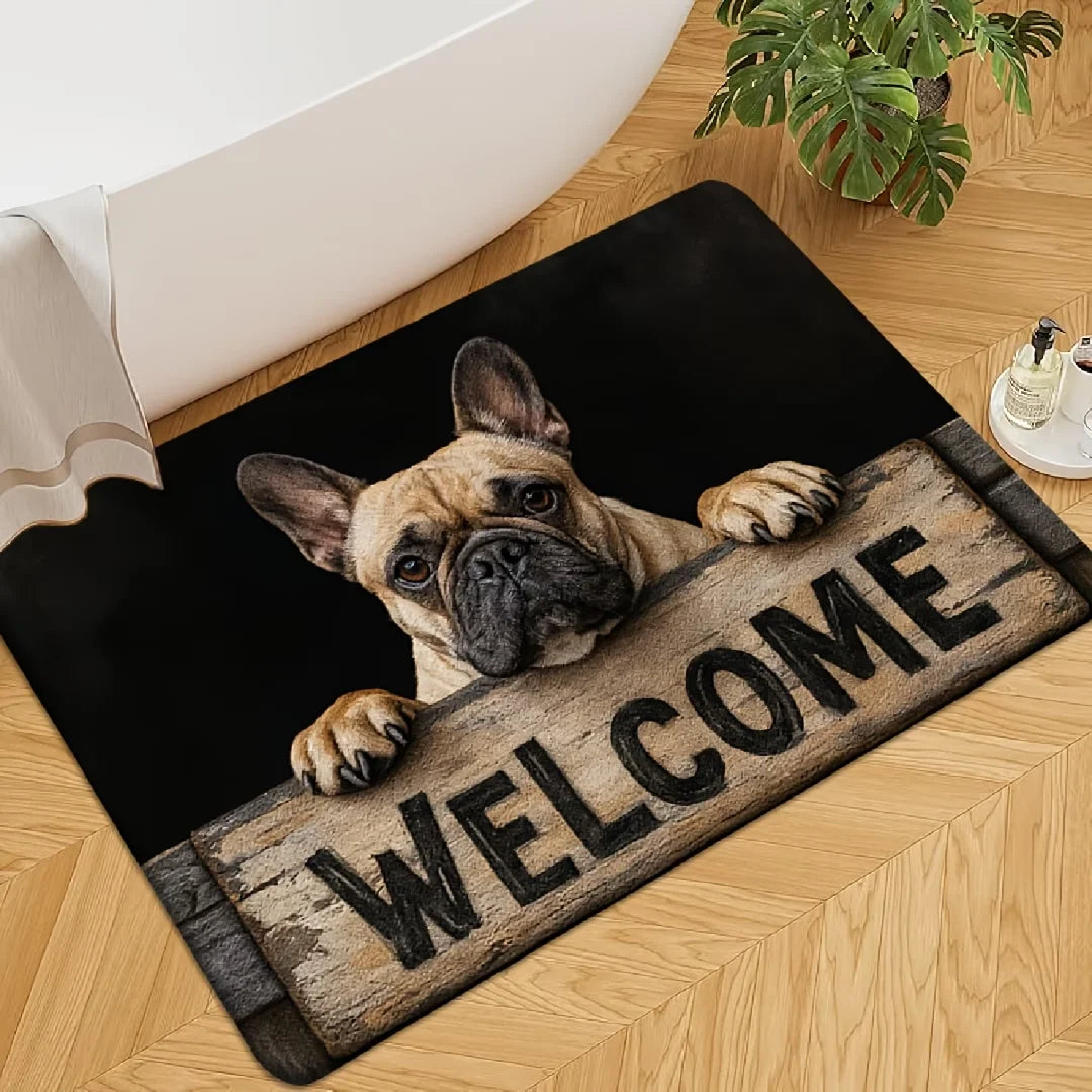 French Bulldog Print Doormat – Soft Anti-Slip Mat for Entryway, Kitchen, or Bath