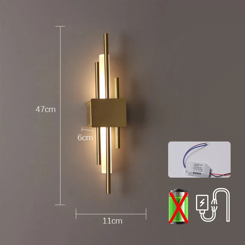 Asta Gold LED Wall Sconce Lamp for Bedroom or Living Room