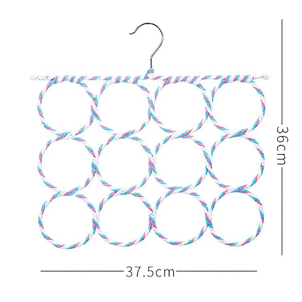 Multi-Ring Rattan Weave Scarf & Accessory Hanger for Closet Organization – 6 to 28 Loops