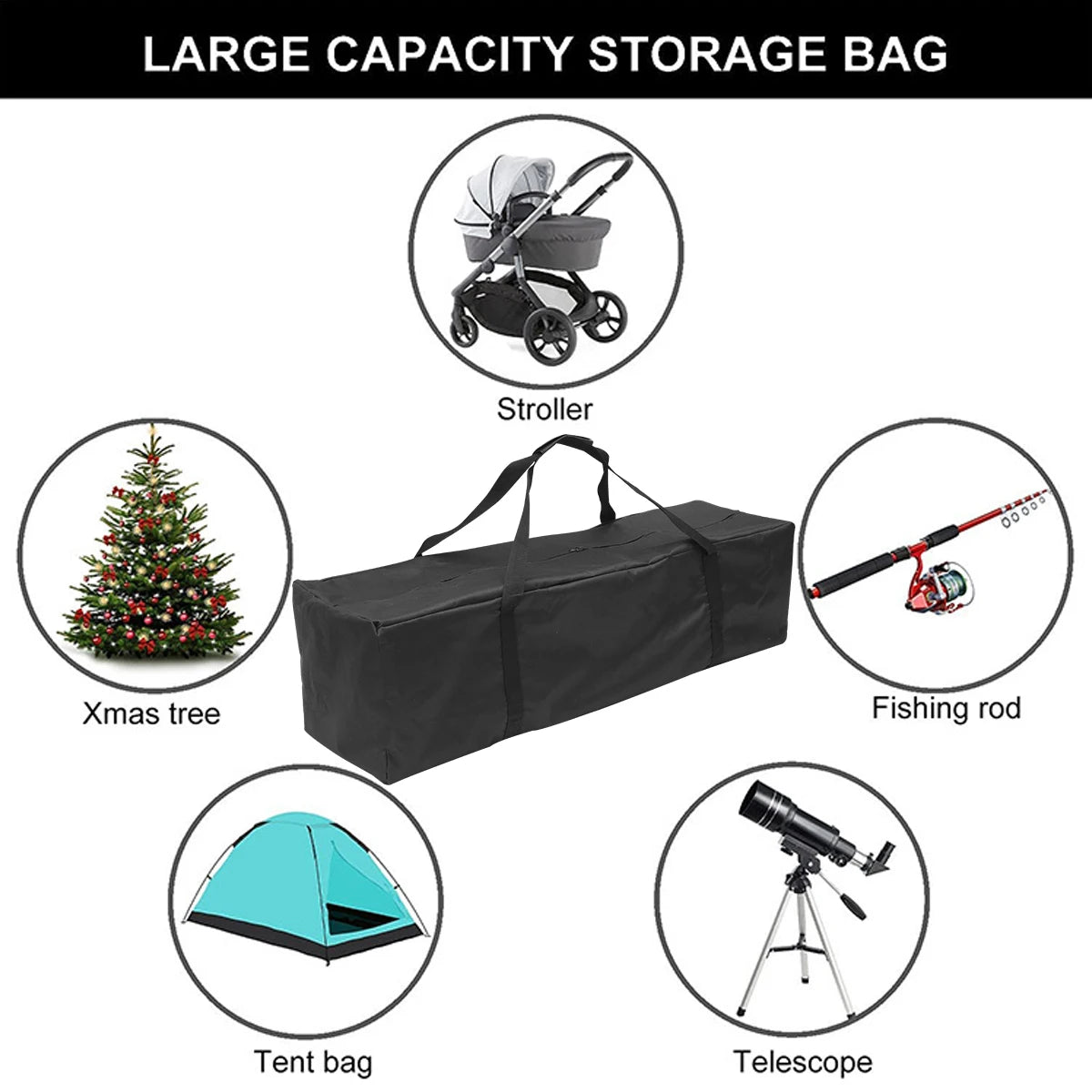 Large storage bag in car trunk; folded version shown, easy to pack away