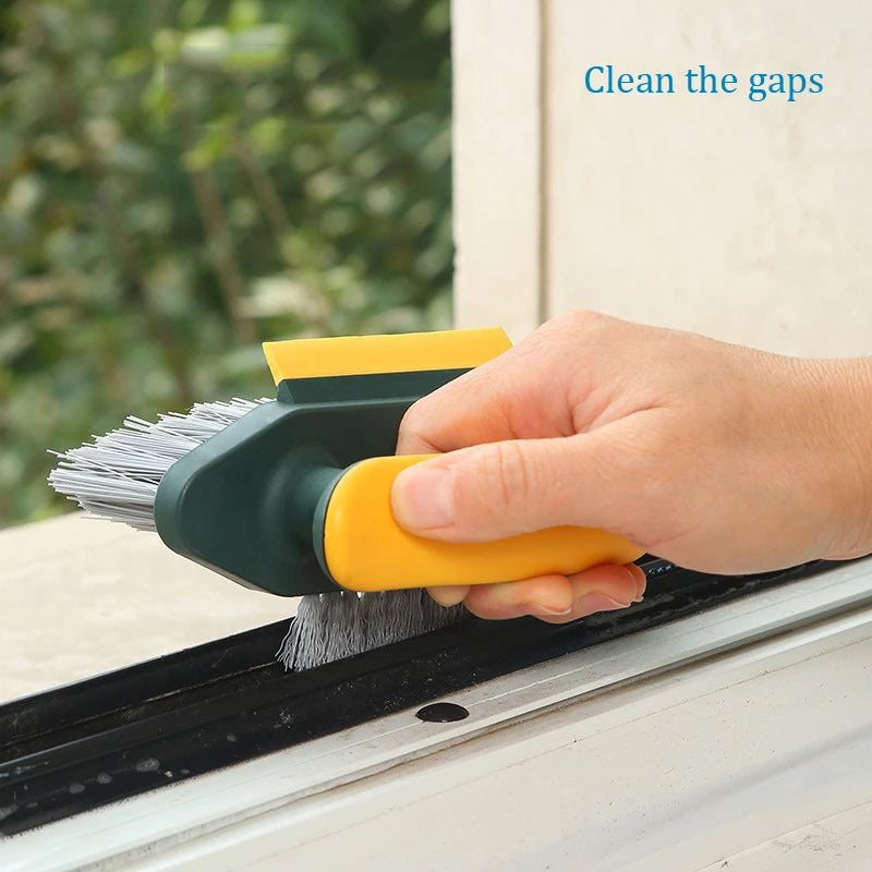 Person using crevice brush to clean window gap