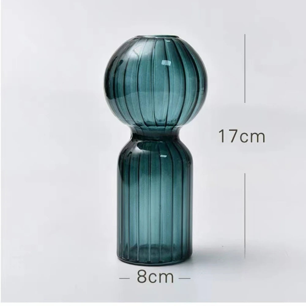 Lynna Striped Colorful Glass Vase for Modern Tabletop & Shelf Decor