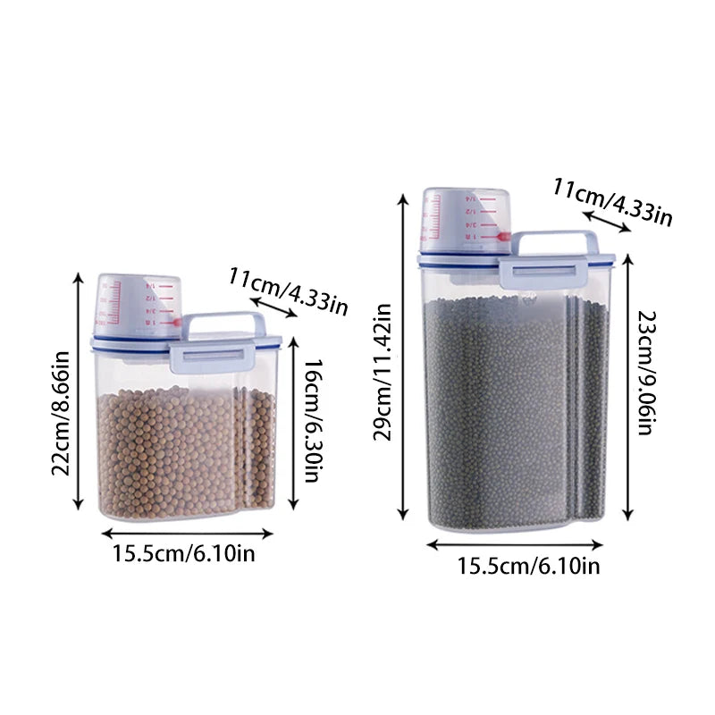 Airtight Pet Food Storage Container with Handle and Measuring Cup