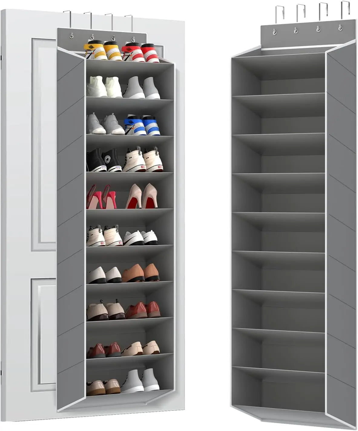 10-Tier Over-the-Door Shoe Organizer with Deep Pockets for Closet or Entryway