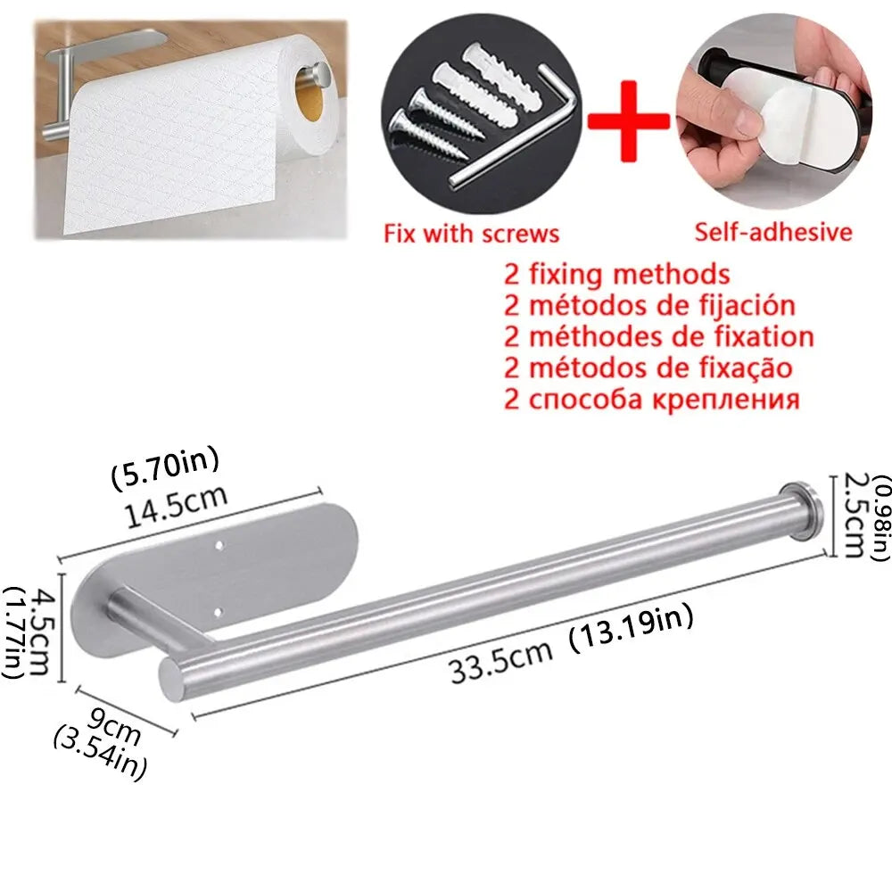 Stainless Steel Wall-Mounted Paper Towel Holder for Kitchen & Bath