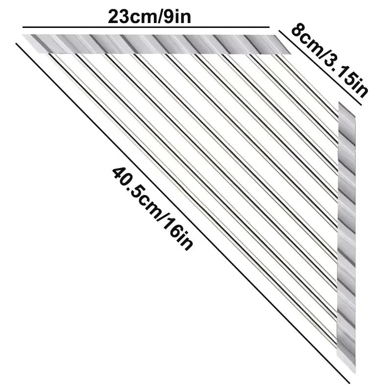 Triangular Roll-Up Sink Drying Rack for Kitchen Corners