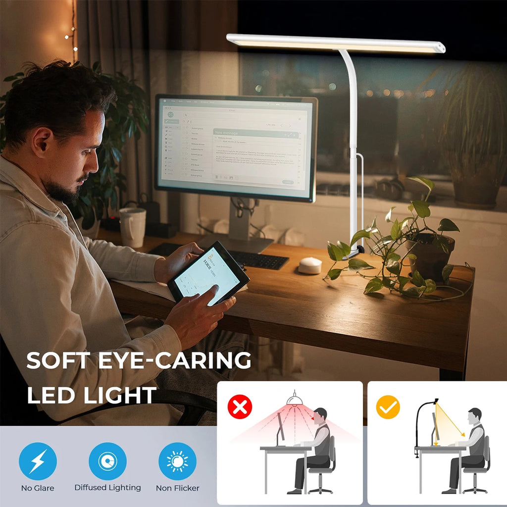 Adjustable LED Clamp Desk Lamp with Flexible Gooseneck for Home Office
