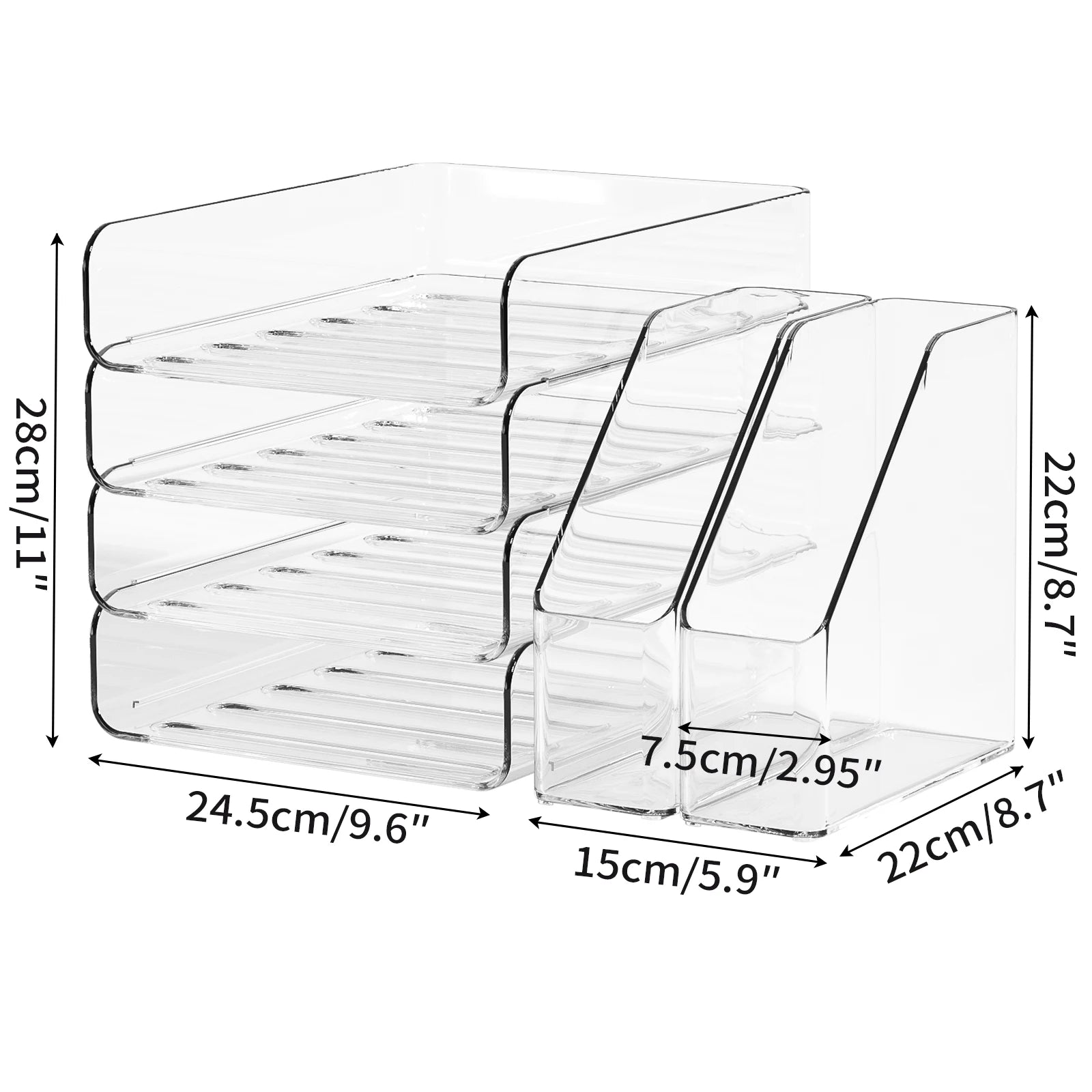 Stackable Clear Desktop Document Tray, A4 Size Metal Organizer