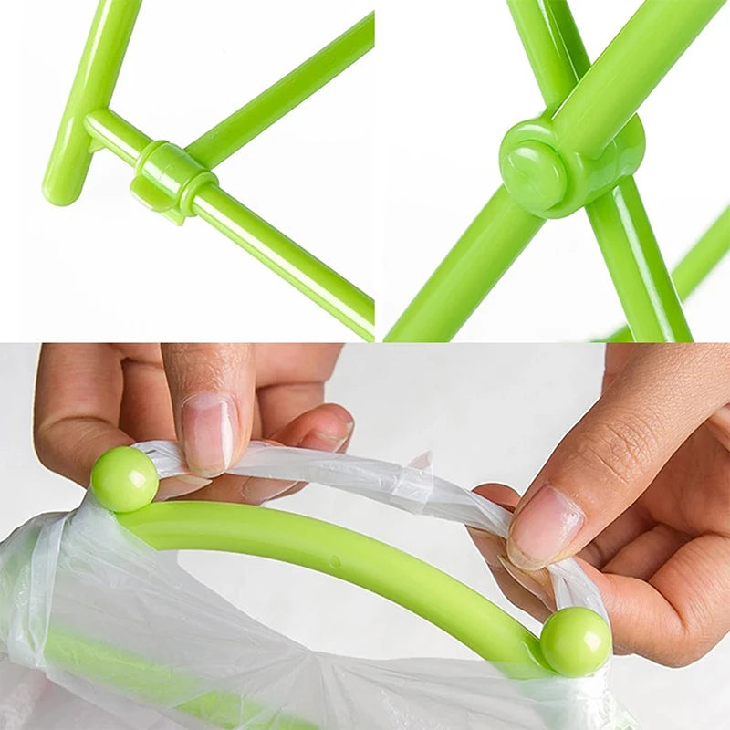 Foldable Plastic Trash Bag Holder Stand for Kitchen Counter & Small-Space Waste Sorting