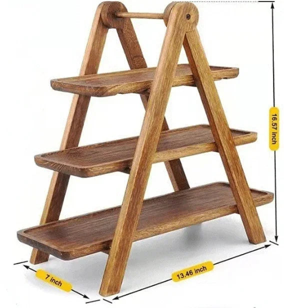 Willow Grove 3-Tier Wood Serving Tray Stand