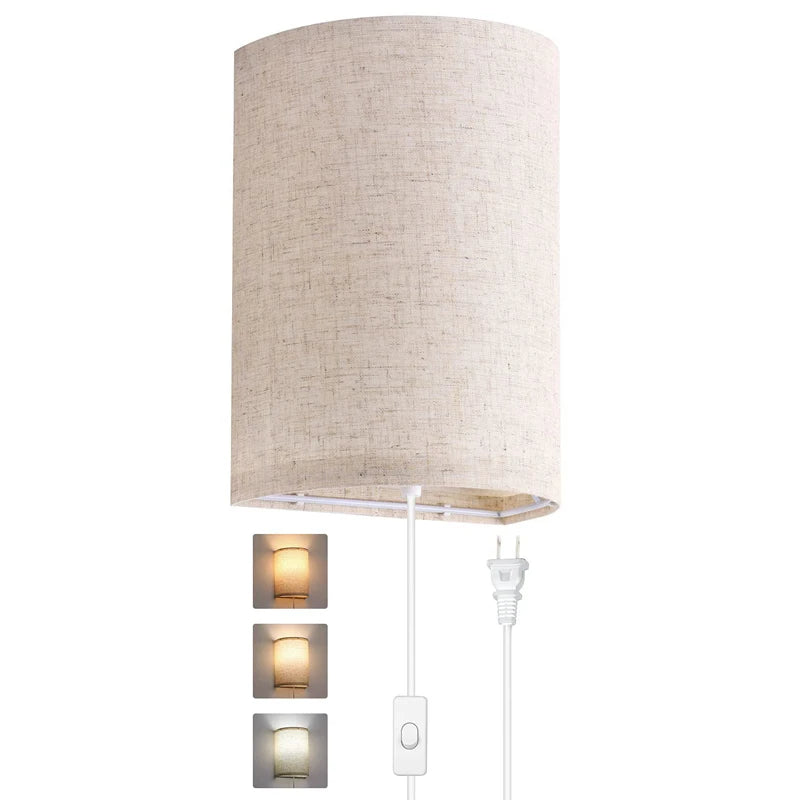 Arden Plug-In Wall Sconce Lamp with Linen Shade