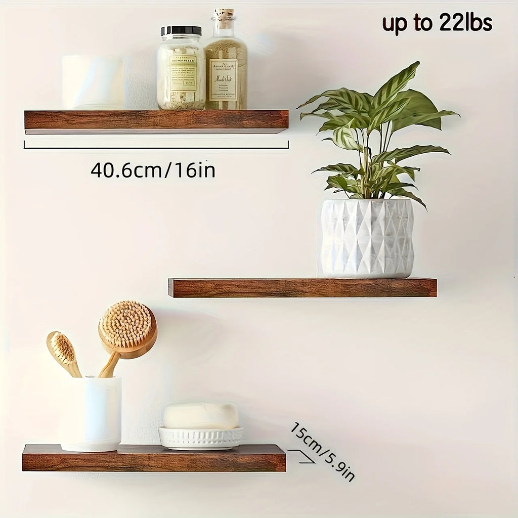 Classic Wood Floating Wall Shelf for Living Room or Bedroom