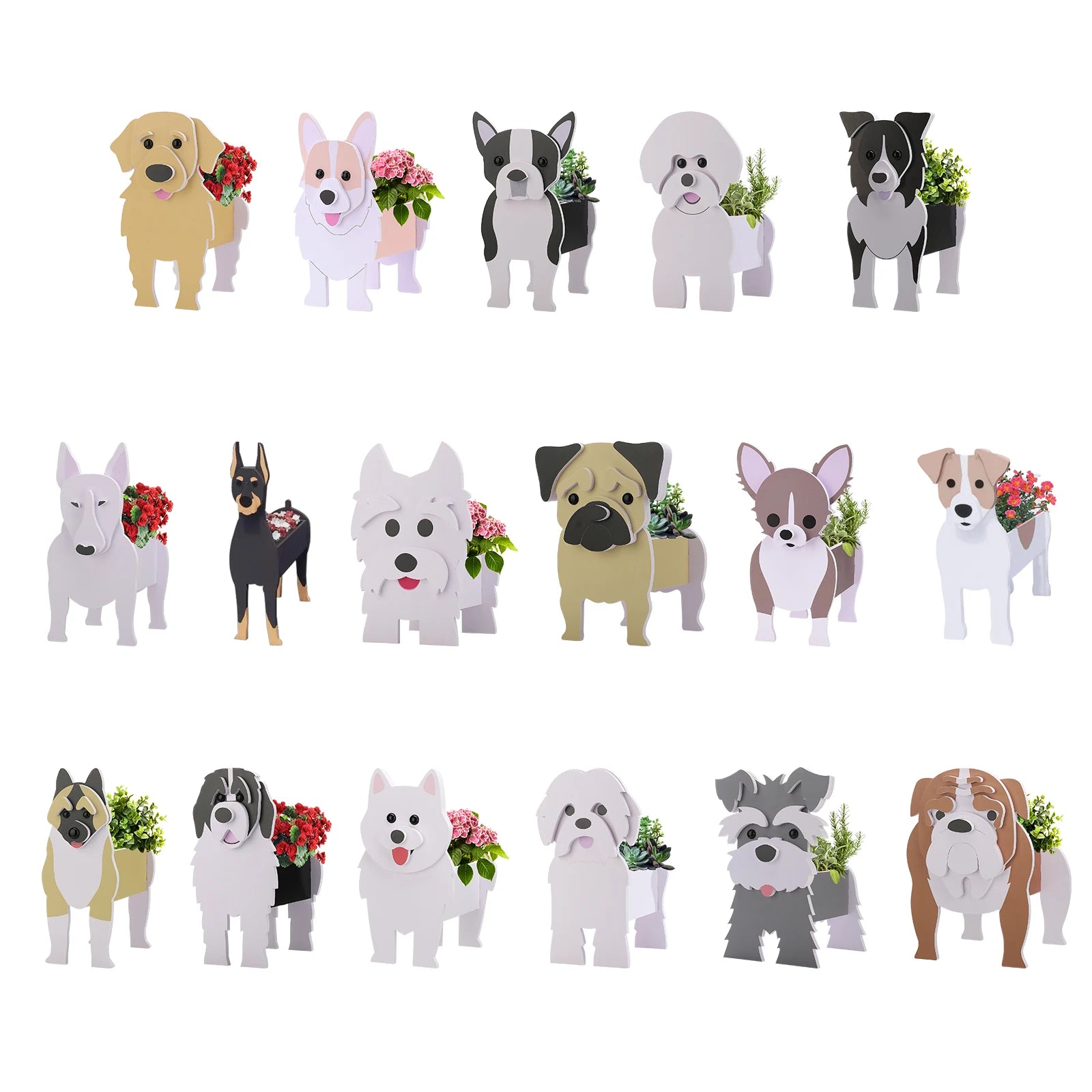 assorted cartoon dog shaped planter pots for succulents and flowers