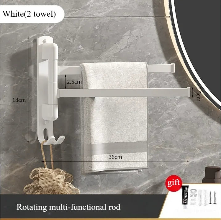 Rotating Stainless Steel Wall-Mounted Towel Rack for Bathroom or Kitchen