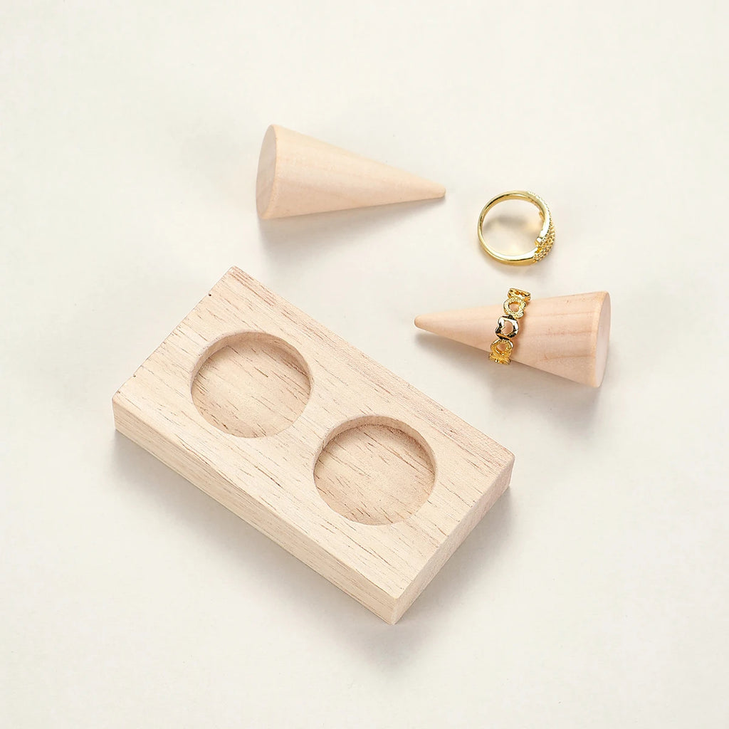 Oakley Natural Wood Ring Holder Stand – Desktop Jewelry Organizer