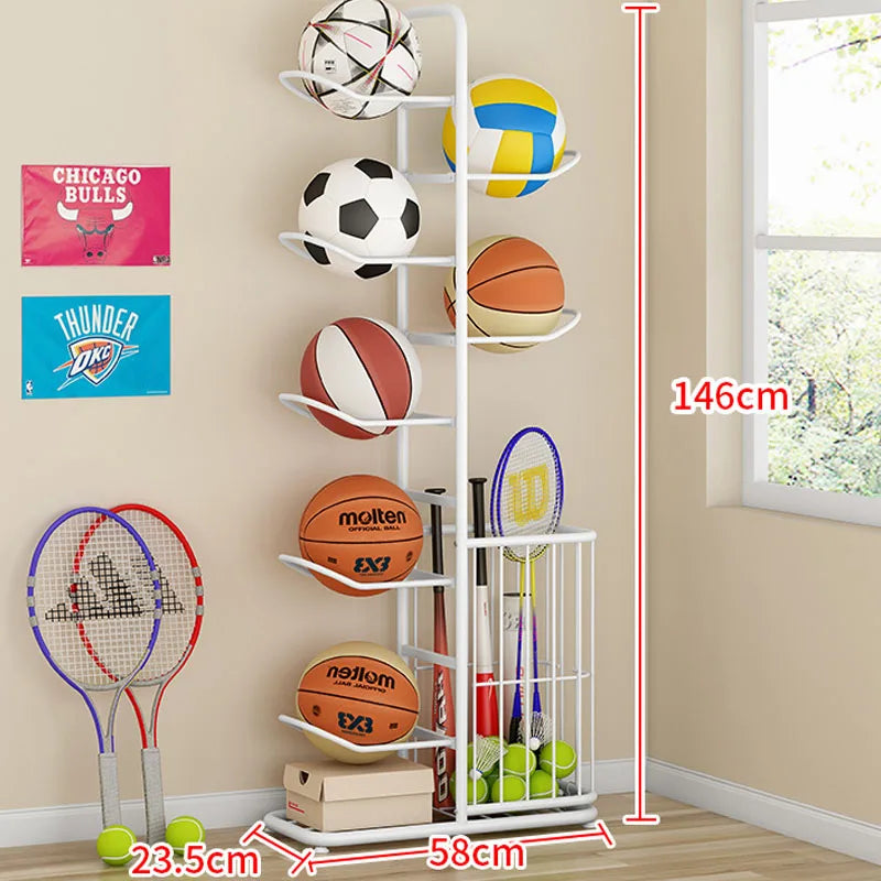 Freestanding Sports Equipment & Ball Storage Rack for Home & Garage