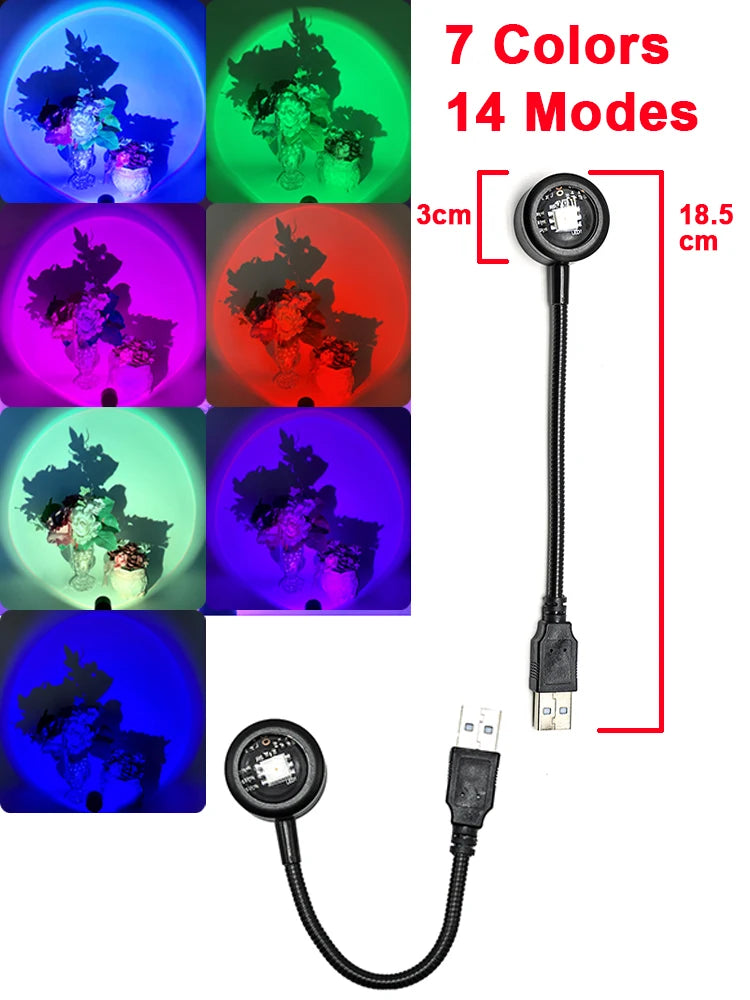 USB Sunset Projector Mood Lamp for Cozy Room Ambience