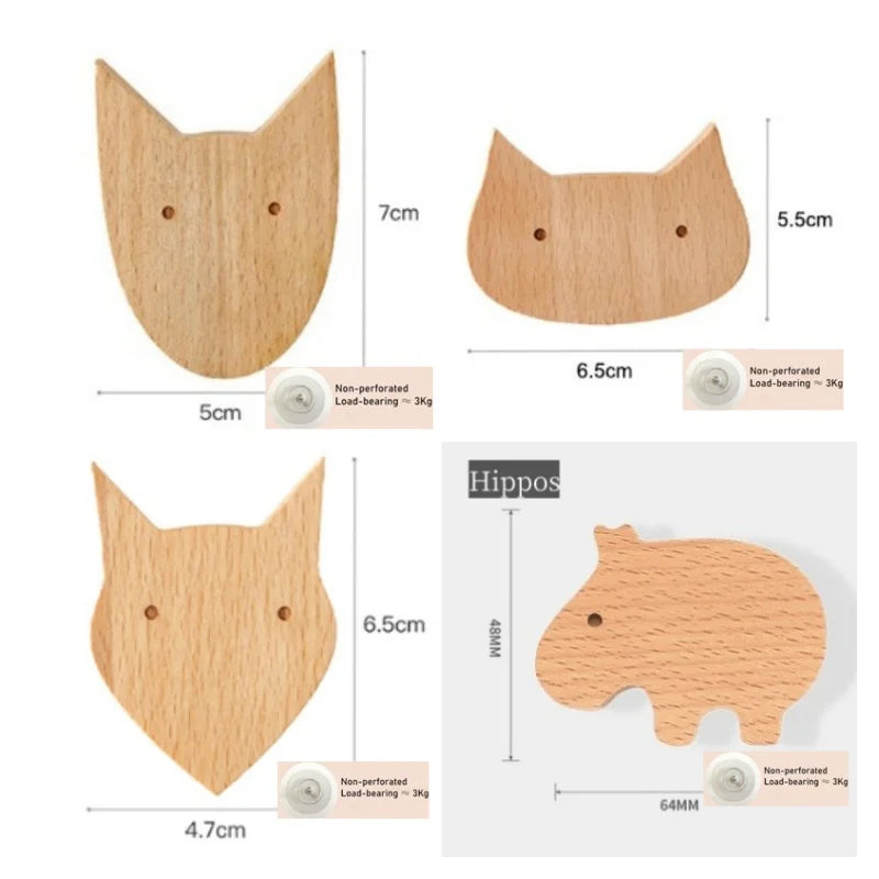Wildwood Animal Wall Hooks – Solid Wood Kids' Room Organizer