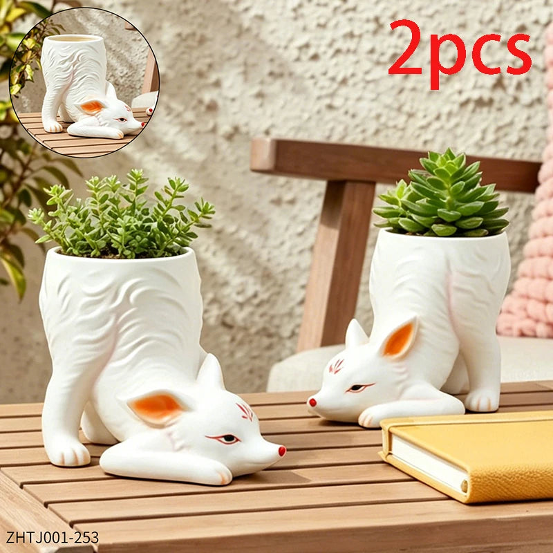 Nine-Tailed Fox Resin Succulent Planter
