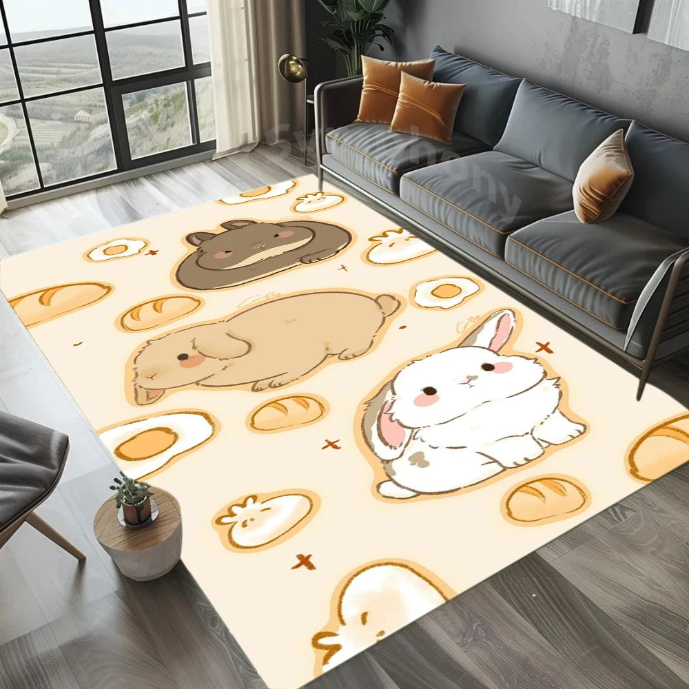 Briar Bunny Cartoon Area Rug for Bedroom & Living Room
