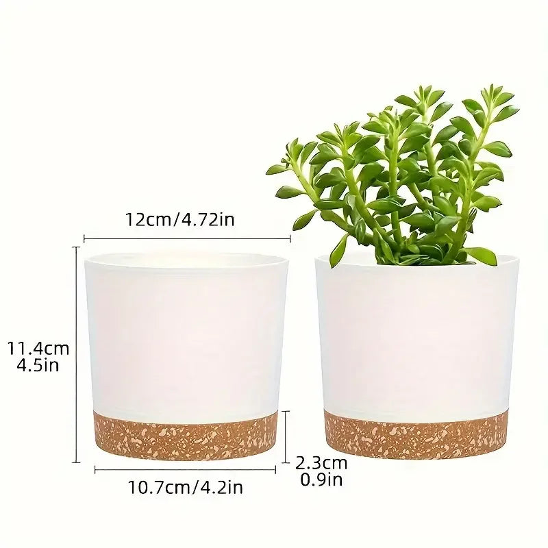 2-Pack Modern Planters with Drainage and Removable Saucer, 4.7"