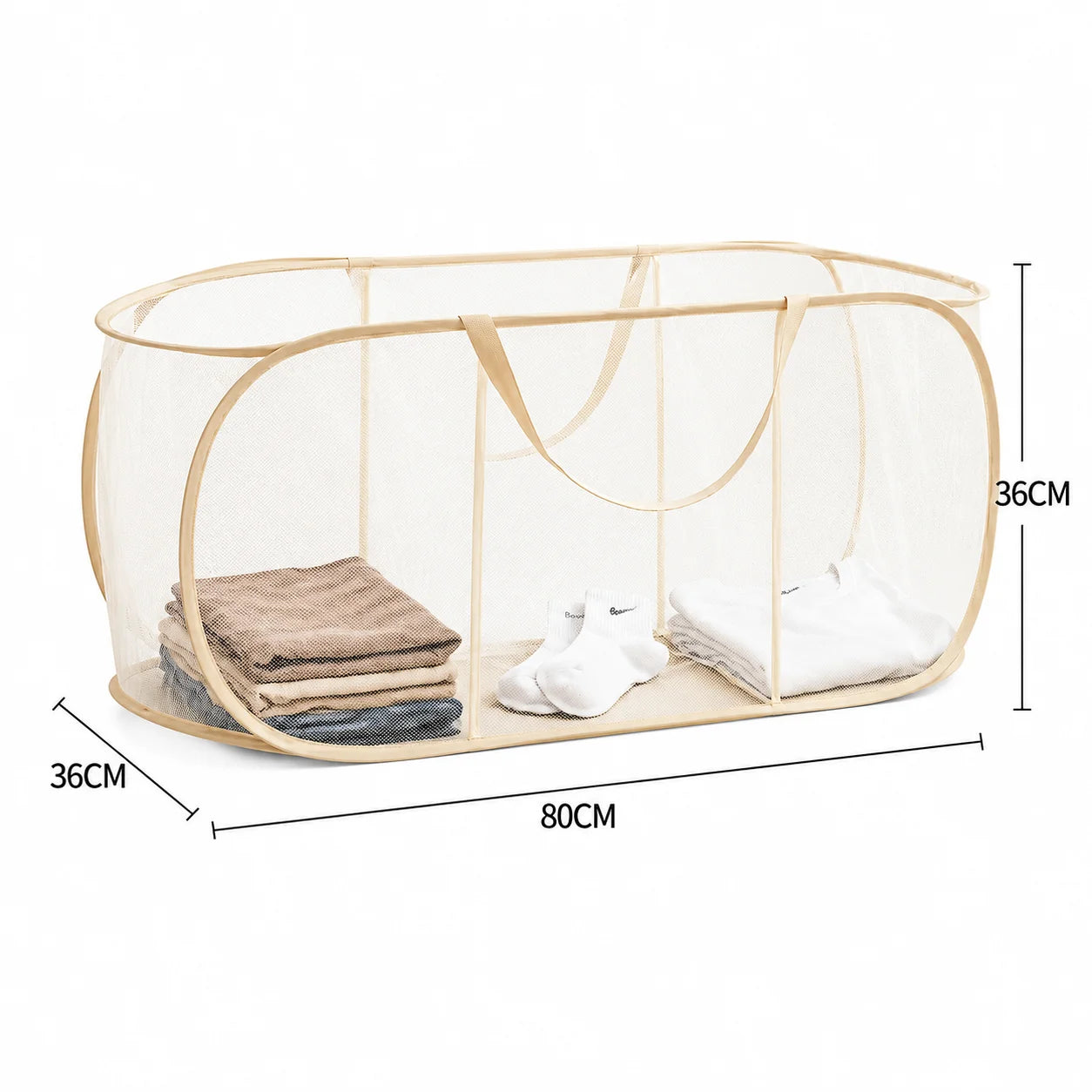 Foldable Mesh Toy Storage Basket with Handles for Kids' Room or Playroom