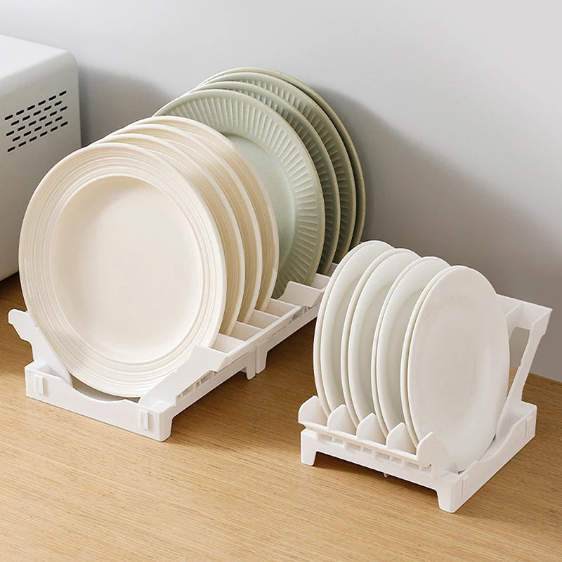 Vertical Plate Organizer Rack for Kitchen Drawers & Cabinet Shelves – White PP