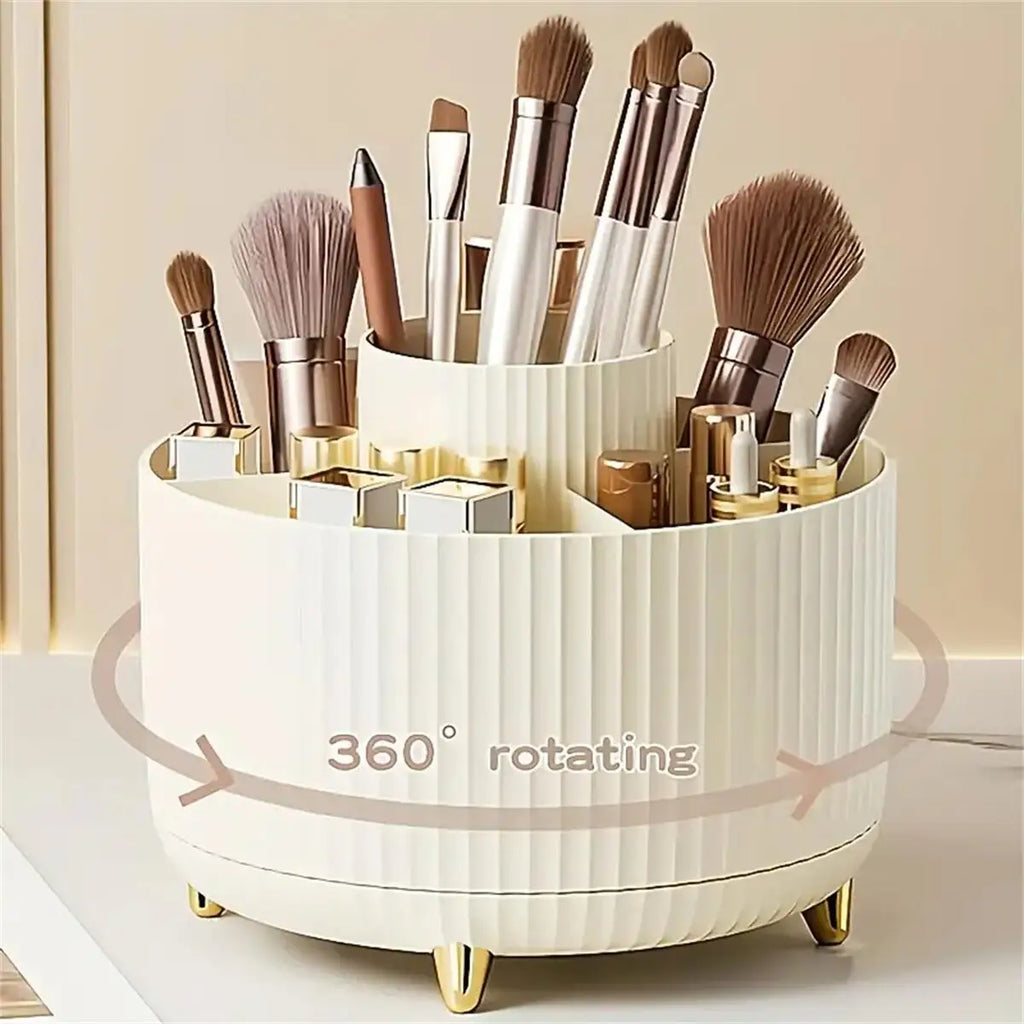 360° Rotating Makeup Organizer with 5 Compartments