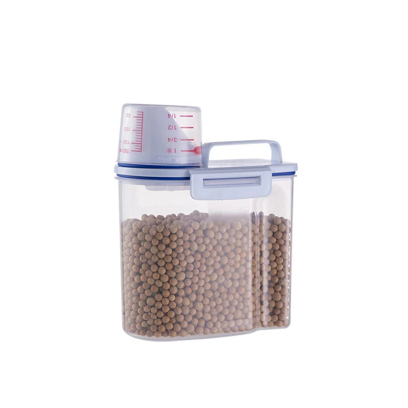Airtight Pet Food Storage Container with Handle and Measuring Cup