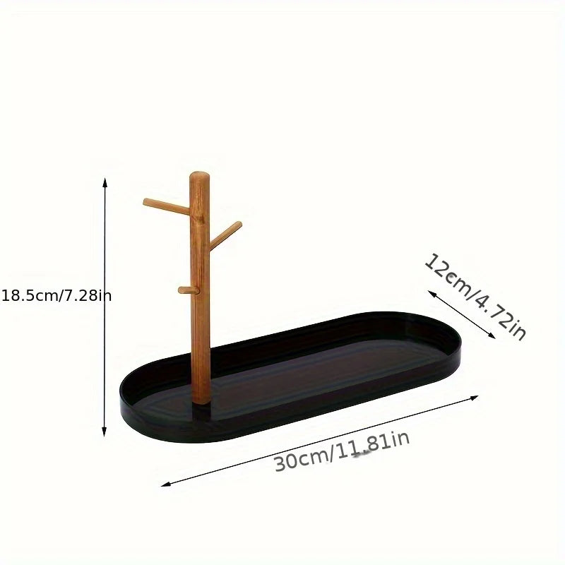 Entryway Key and Jewelry Tray with Wooden Tree Organizer