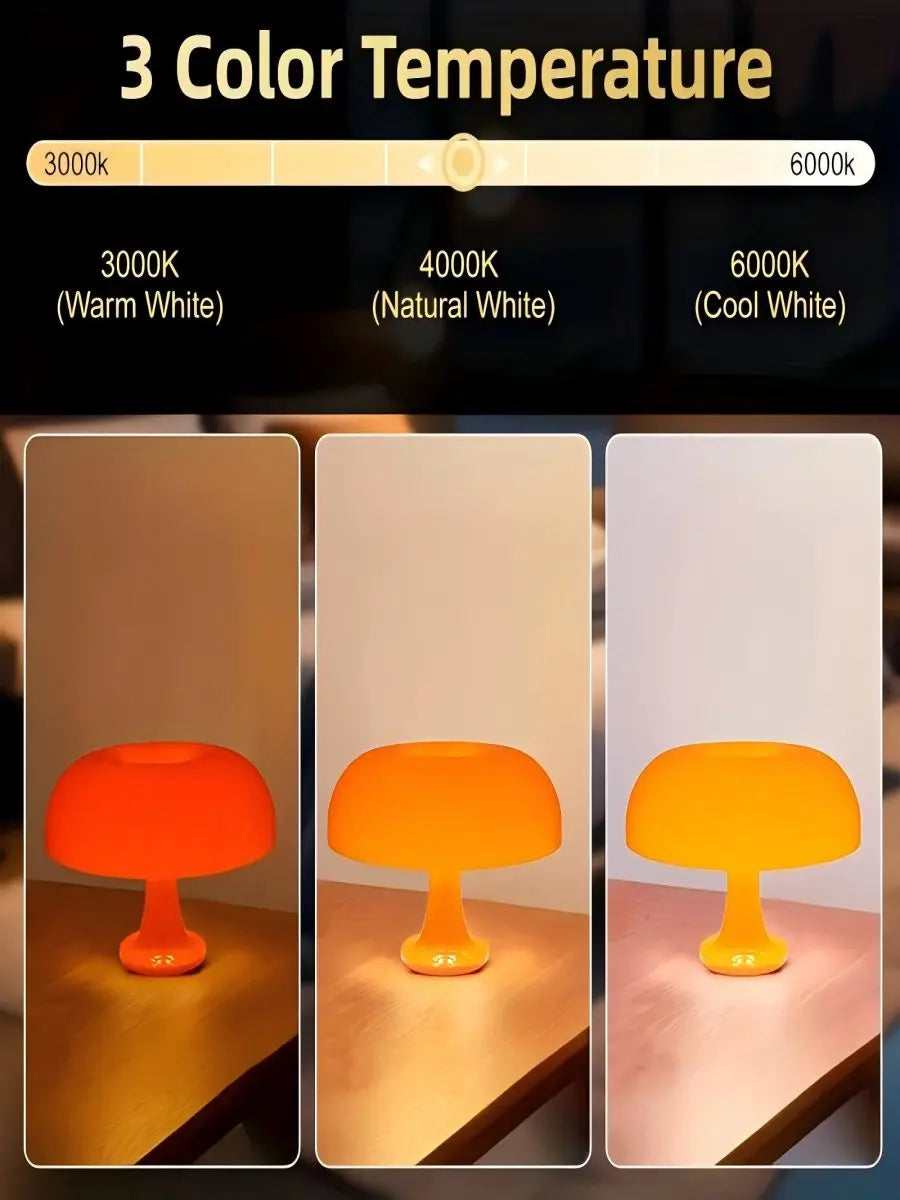 Marlow Mushroom Table Lamp with Tri-Tone LED for Bedroom or Living Room