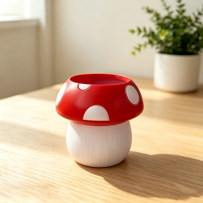 Capybara & Mushroom Desk Pen Holders – Cute Plastic Organizer for Home Office, Vanity, or Study