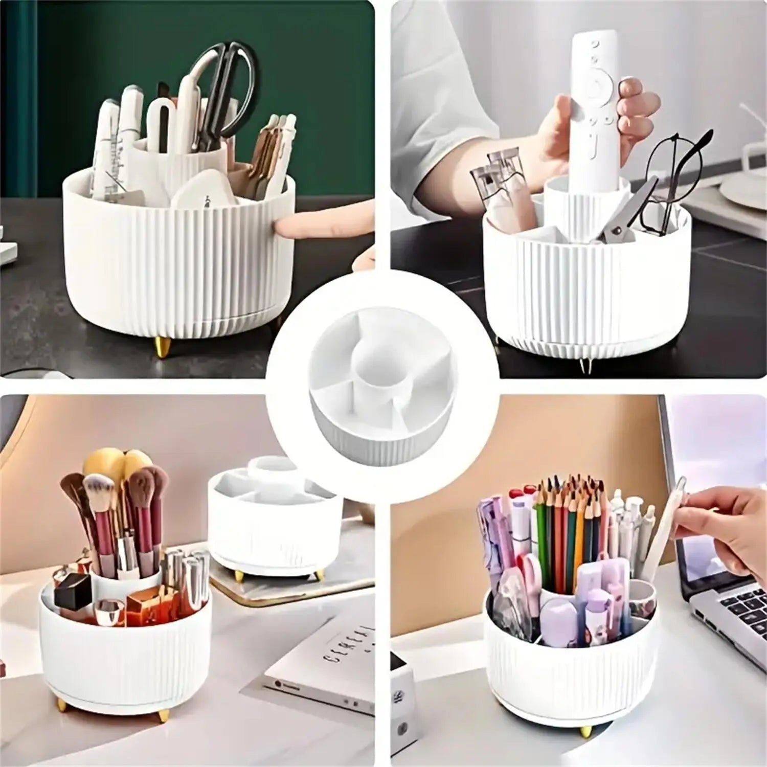 360° Rotating Makeup Organizer with 5 Compartments