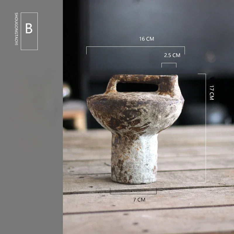 Rowan Rustic Ceramic Vase for Dried Flowers – Living Room Accent