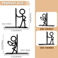 Muse Abstract Metal Bookends – Black Stick Figure Shelf Decor for Home, Office & Study