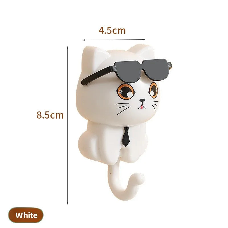 Cool Cat Adhesive Wall Hook – Decorative Cat Key, Towel & Hat Holder for Entryway, Kitchen, or Desk