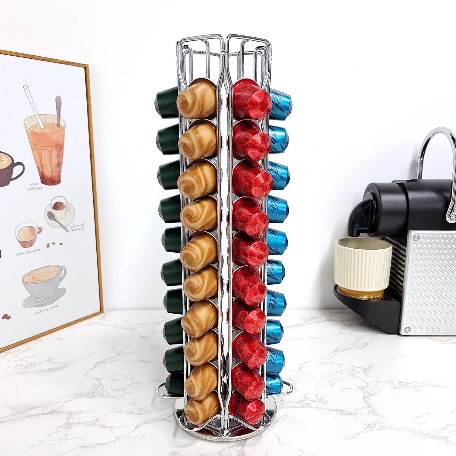 Rotating Coffee Pod Holder for Nespresso OriginalLine – Countertop Organizer