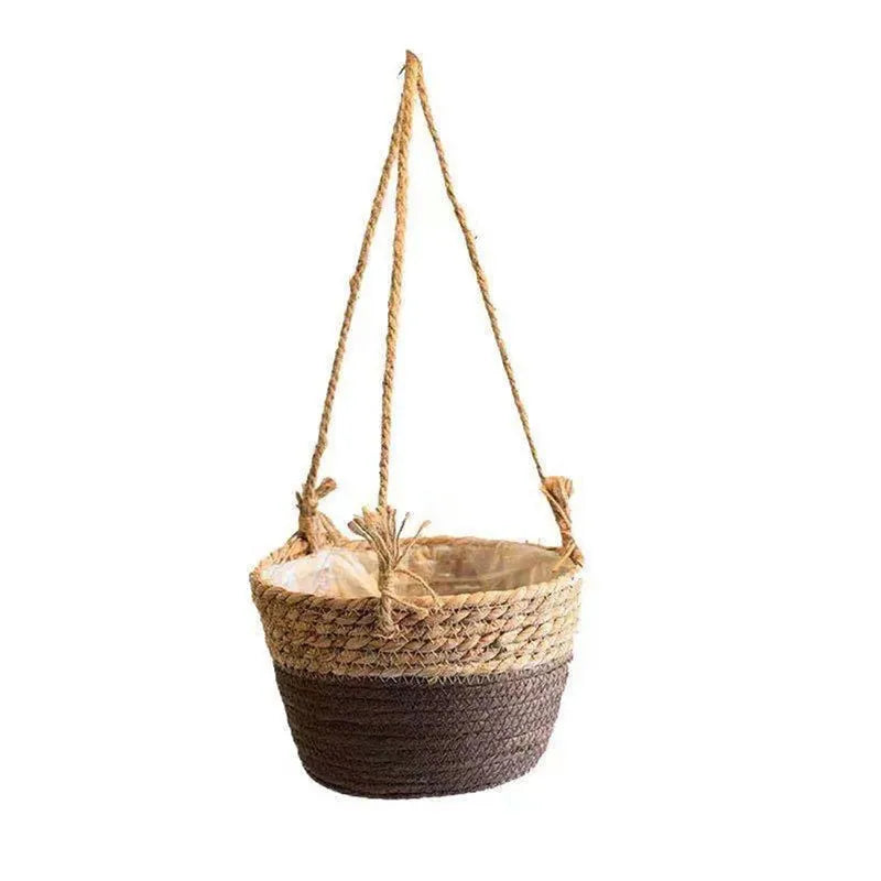 Woven Hanging Planter Basket with Jute Rope for Cozy Indoor or Porch Greenery