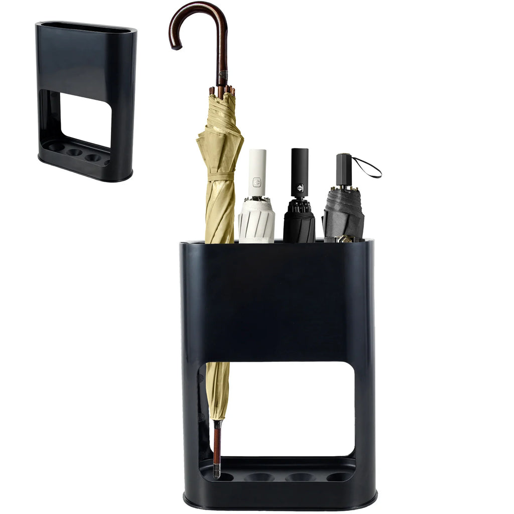 Modern Freestanding Umbrella Stand with Removable Drip Tray for Entryway & Office, Holds 4 Umbrellas — Black, White, or Beige