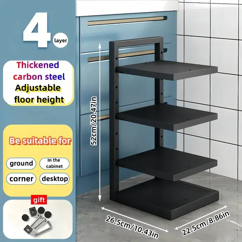 Adjustable Steel Pot and Pan Rack Organizer for Kitchen Cabinets