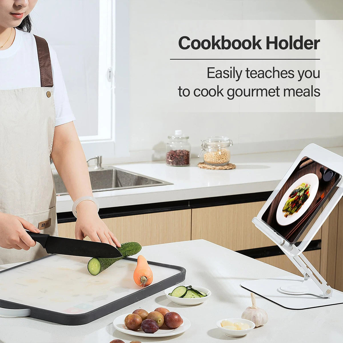 Acrylic Adjustable Book Stand with 360° Swivel Base