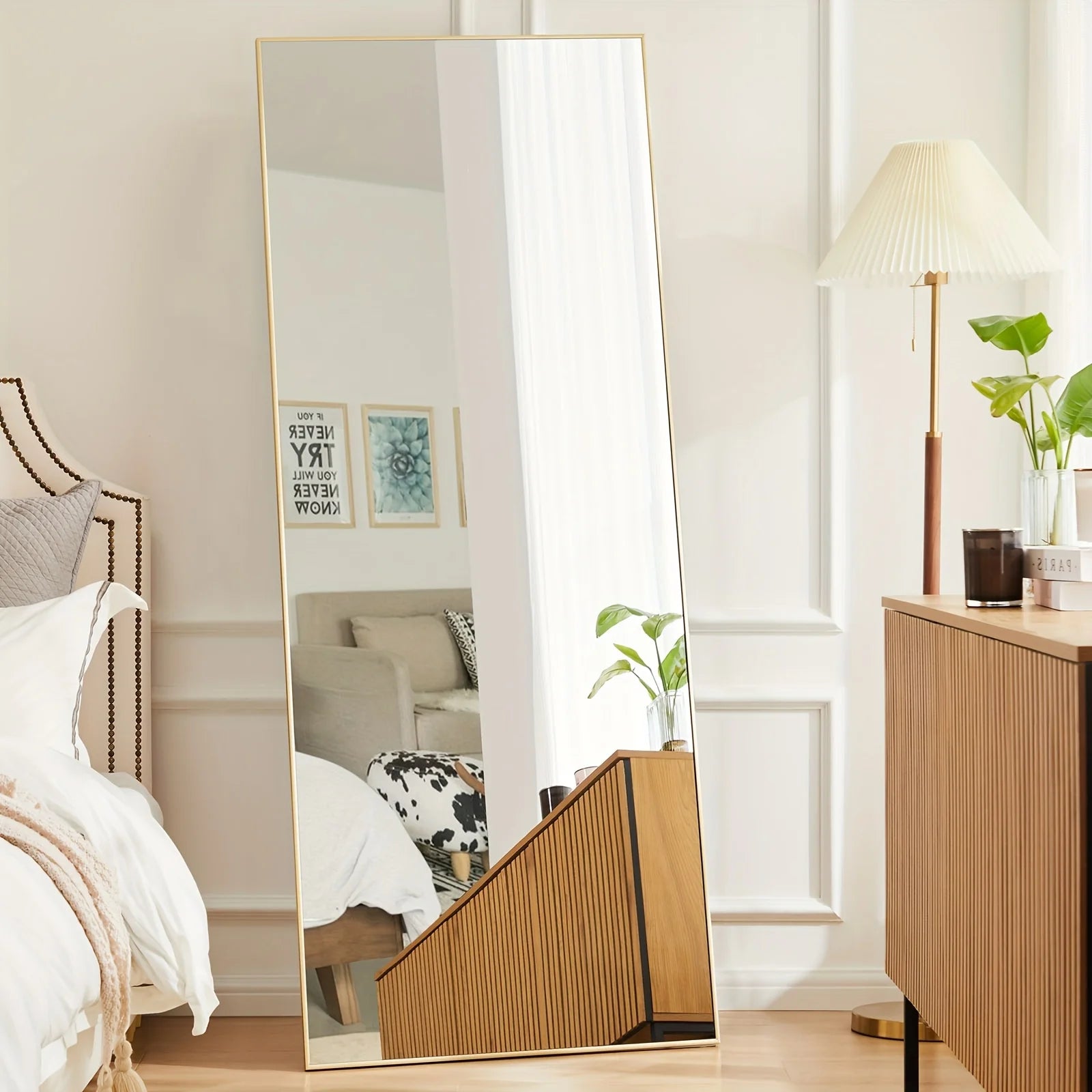 Elowen Arched & Rectangular Full Length Mirror with Aluminum Frame