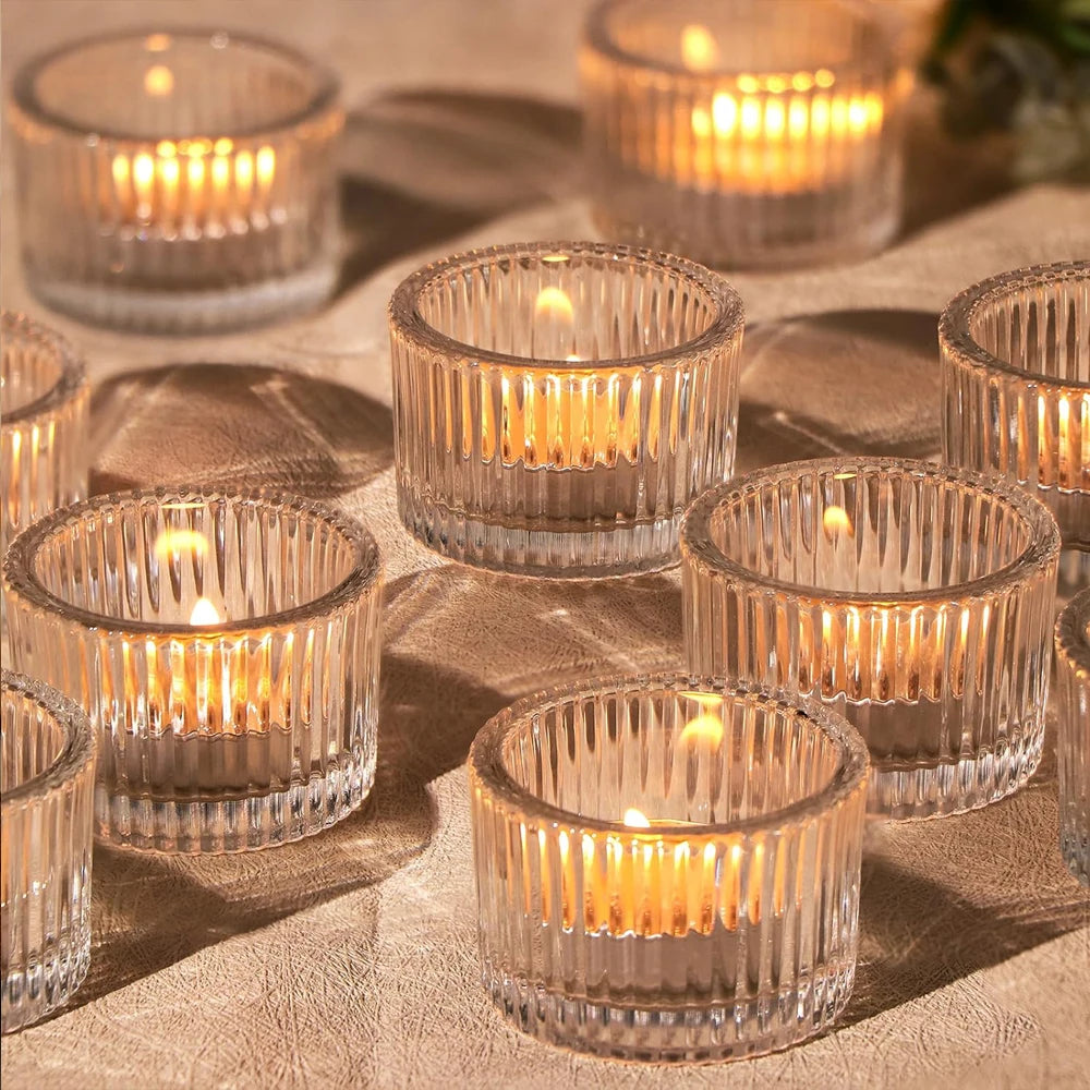 Clear Glass Tealight Candle Holders – Set of 6 or 12