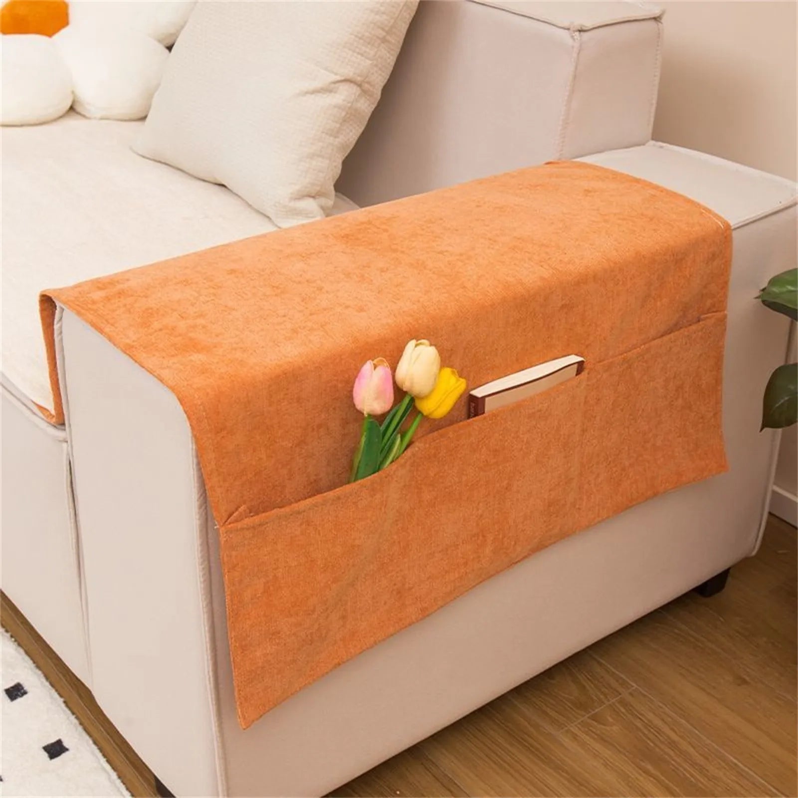Fabric Sofa Armrest Organizer with Pockets