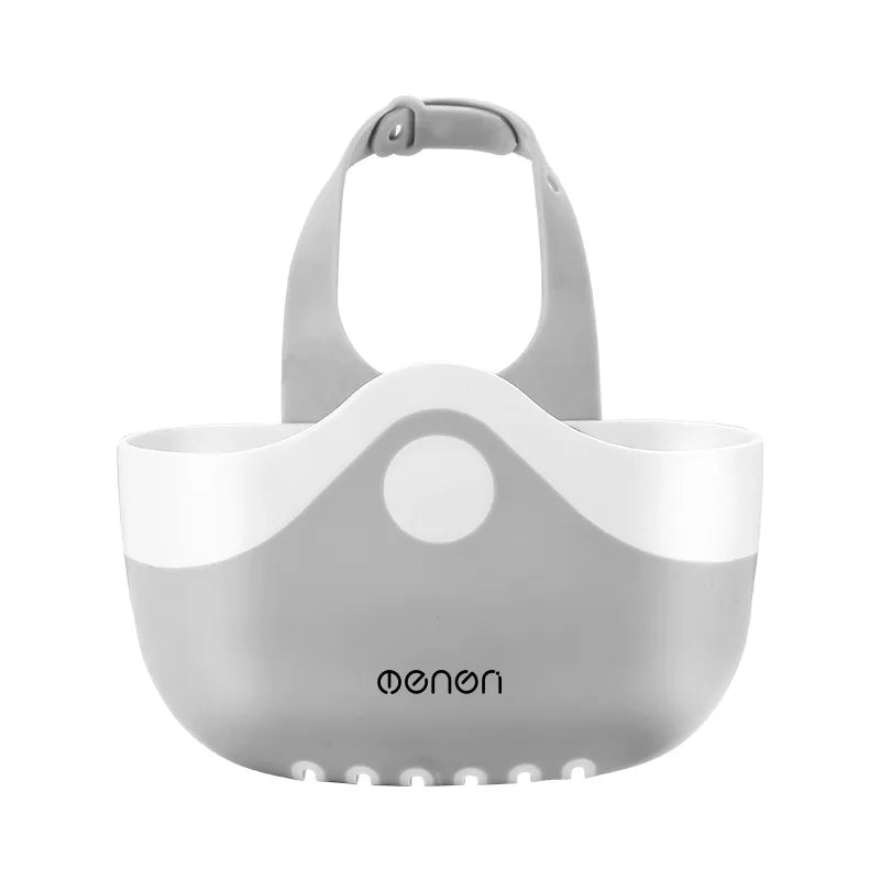 Gray Sink Caddy Basket with Drainage for Sponges and Scrubbers